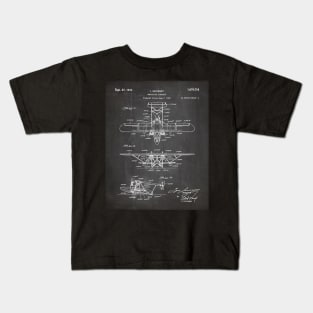 Seaplane Patent - Biwing Seaplane Art - Black Chalkboard Kids T-Shirt